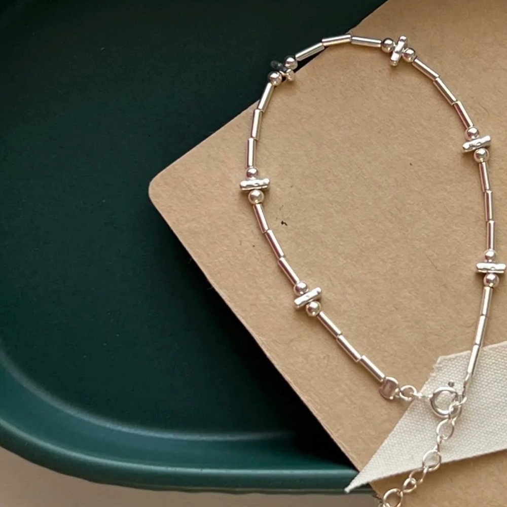 All S925 Sterling Silver Bamboo Bracelet